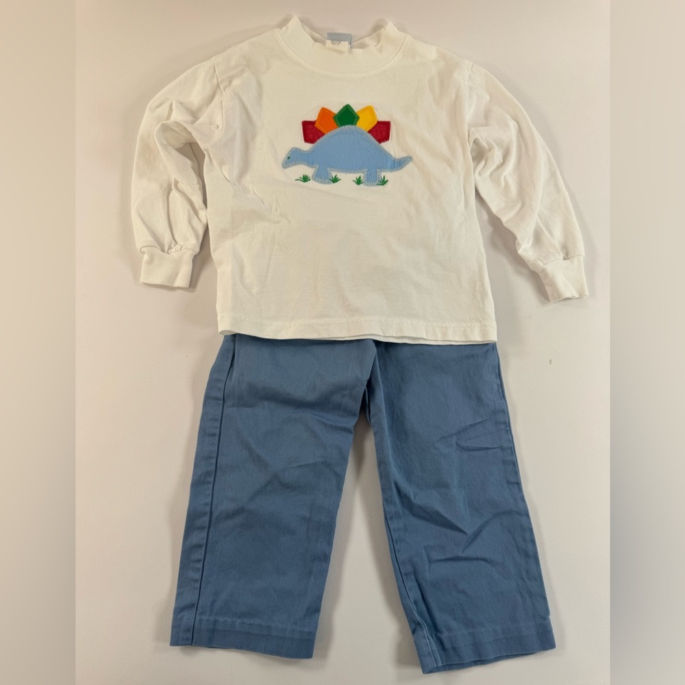 Bailey Boys - Dinosaur Applique Shirt & Blue Pants Outfit Set 2T